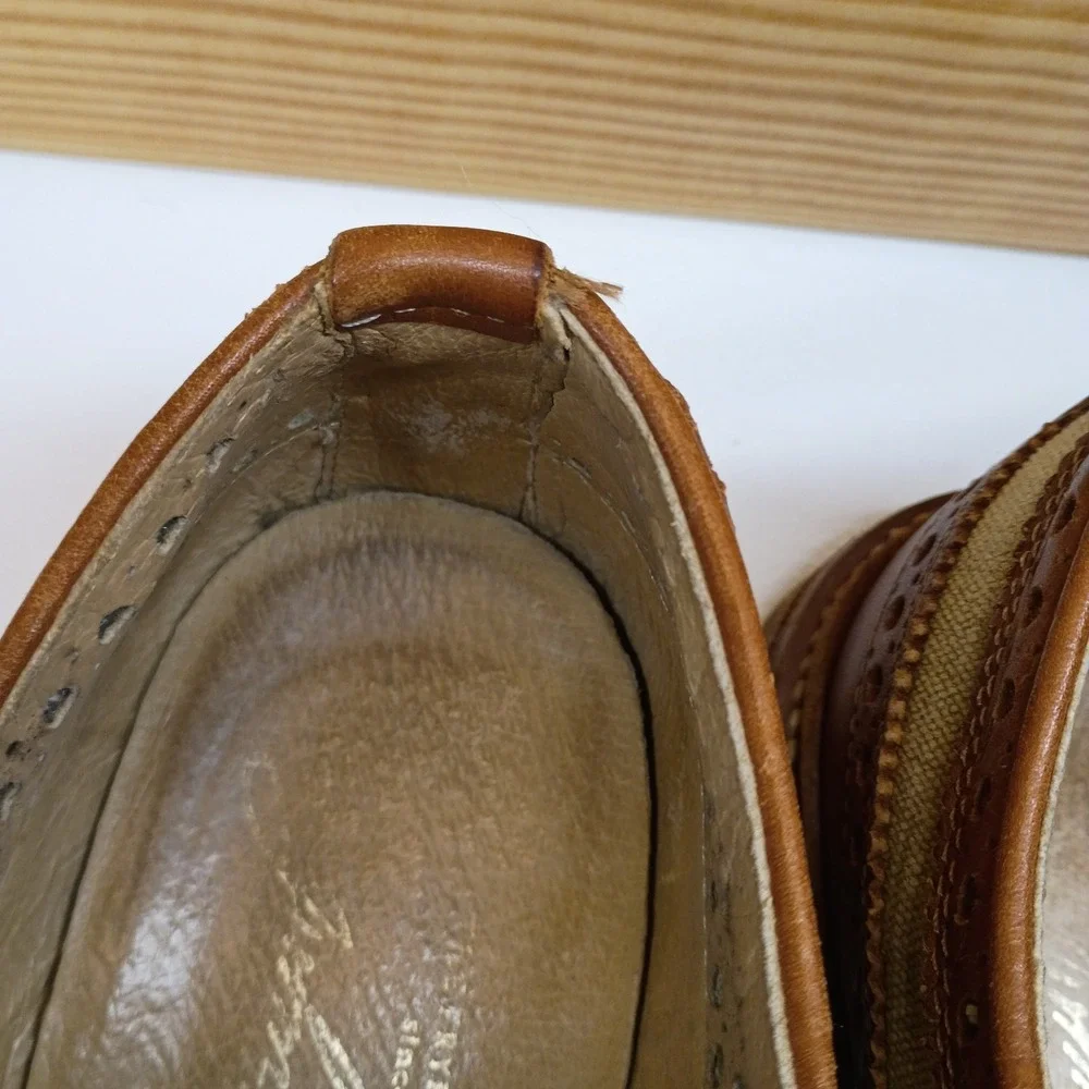 Frye‎ Company John A. Frye Wingtip Oxford Men's 10D Brown Leather Canvas Brogue